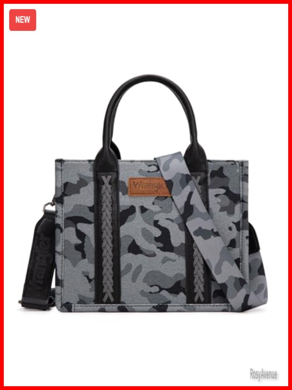 Western Camo Canvas Crossbody Tote Bag with Adjustable Guitar Strap